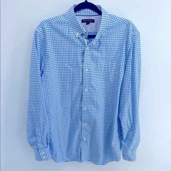 Banana Republic Non-Iron Tailored Slim Fit plaid long sleeve dress shirt sz L - Picture 1 of 6